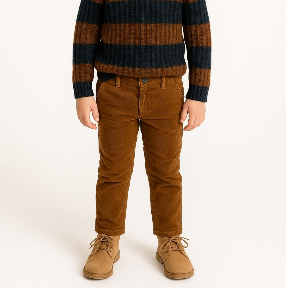 Striped Brown and Black Sweater with Brown Pants
